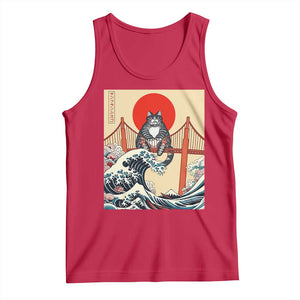 San Francisco Cat Tank Top Vintage Japanese Anime Kawaii Cat Sunset TS14 Red Print Your Wear