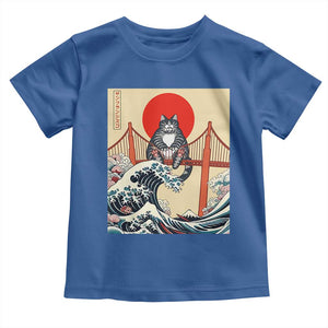 San Francisco Cat Toddler T Shirt Vintage Japanese Anime Kawaii Cat Sunset TS14 Royal Blue Print Your Wear