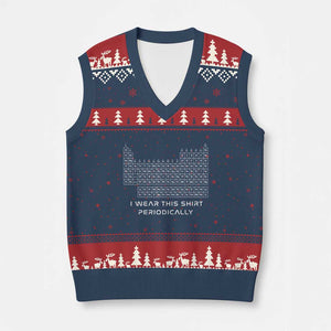 I Wear This Shirt Periodically V-Neck Knit Sweater Vest Chemistry Periodic Table Gift TS14 Navy Red Print Your Wear