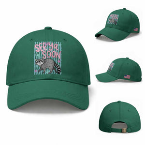 See Ya Soon Raccoon Baseball Cap Funny Last Day of School TS14 Baseball Cap Universal Fit Irish Green Print Your Wear