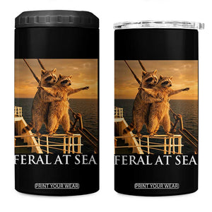 Vintage Feral At Sea Cruise 4 in 1 Can Cooler Tumbler Funny Raccoon Parody Movie TS14 One Size: 16 oz Black Print Your Wear