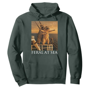 Vintage Feral At Sea Cruise Hoodie Funny Raccoon Parody Movie TS14 Dark Forest Green Print Your Wear