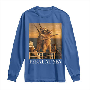 Vintage Feral At Sea Cruise Long Sleeve Shirt Funny Raccoon Parody Movie TS14 Royal Blue Print Your Wear