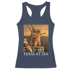 Vintage Feral At Sea Cruise Racerback Tank Top Funny Raccoon Parody Movie TS14 Navy Print Your Wear