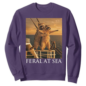 Vintage Feral At Sea Cruise Sweatshirt Funny Raccoon Parody Movie TS14 Purple Print Your Wear