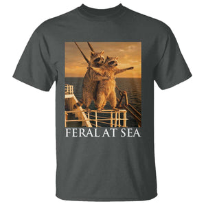 Vintage Feral At Sea Cruise T Shirt Funny Raccoon Parody Movie TS14 Dark Heather Print Your Wear
