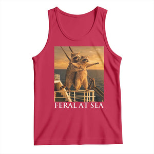 Vintage Feral At Sea Cruise Tank Top Funny Raccoon Parody Movie TS14 Red Print Your Wear