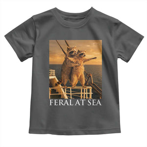 Vintage Feral At Sea Cruise Toddler T Shirt Funny Raccoon Parody Movie TS14 Dark Heather Print Your Wear