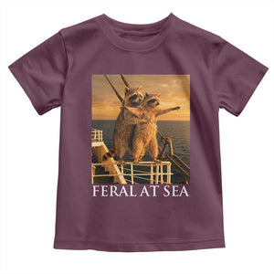 Vintage Feral At Sea Cruise Toddler T Shirt Funny Raccoon Parody Movie TS14 Maroon Print Your Wear