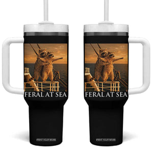 Vintage Feral At Sea Cruise Tumbler With Handle Funny Raccoon Parody Movie TS14 One Size: 40 oz Black Print Your Wear