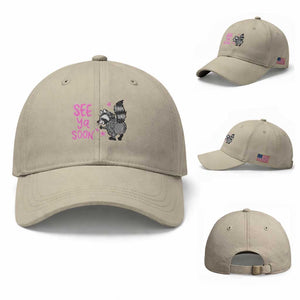 See Ya Soon Raccoon Baseball Cap Funny Last Day Of School TS14 Baseball Cap Universal Fit Beige Print Your Wear