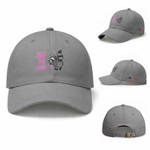 See Ya Soon Raccoon Baseball Cap Funny Last Day Of School TS14 Baseball Cap Universal Fit Sport Gray Print Your Wear