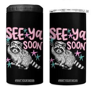 Funny Raccoon Graduation 4 in 1 Can Cooler Tumbler Senior Grad 2026 See Ya Soon TS14 One Size: 16 oz Black Print Your Wear