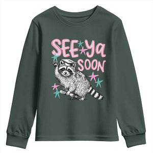 Funny Raccoon Graduation Youth Sweatshirt Senior Grad 2026 See Ya Soon TS14 Dark Forest Green Print Your Wear