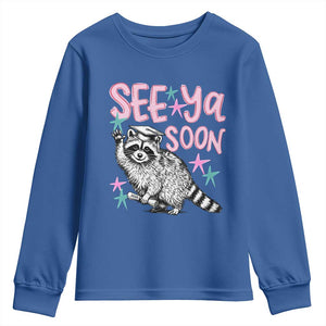 Funny Raccoon Graduation Youth Sweatshirt Senior Grad 2026 See Ya Soon TS14 Royal Blue Print Your Wear
