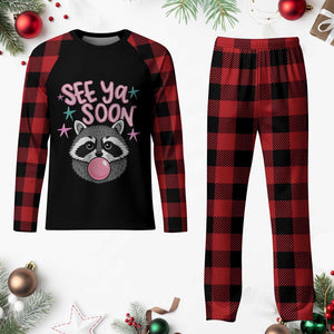 See Ya Soon Plaid Pajama Set Funny Raccoon Summer Last Day Of School TS14 Buffalo Plaid Print Your Wear
