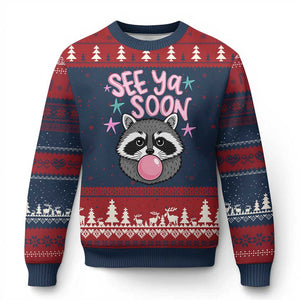 See Ya Soon Ugly Christmas Sweater Funny Raccoon Summer Last Day Of School TS14 Navy Red Print Your Wear
