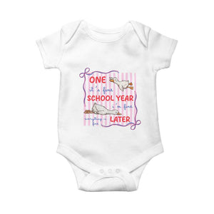 Striped One School Year Later Baby Onesie Funny Goose Teacher Summer TS14 White Print Your Wear