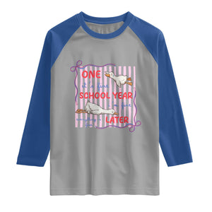 Striped One School Year Later Raglan Shirt Funny Goose Teacher Summer TS14 Sport Gray Royal Print Your Wear