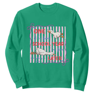 Striped One School Year Later Sweatshirt Funny Goose Teacher Summer TS14 Irish Green Print Your Wear