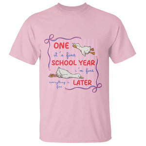 Striped One School Year Later T Shirt Funny Goose Teacher Summer TS14 Light Pink Print Your Wear