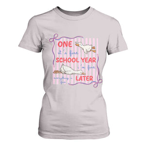 Striped One School Year Later T Shirt For Women Funny Goose Teacher Summer TS14 Ice Gray Print Your Wear