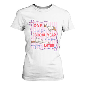 Striped One School Year Later T Shirt For Women Funny Goose Teacher Summer TS14 White Print Your Wear