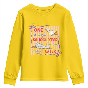 Striped One School Year Later Youth Sweatshirt Funny Goose Teacher Summer TS14 Daisy Print Your Wear