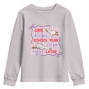 Striped One School Year Later Youth Sweatshirt Funny Goose Teacher Summer TS14 Ice Gray Print Your Wear