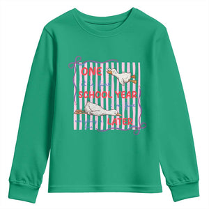 Striped One School Year Later Youth Sweatshirt Funny Goose Teacher Summer TS14 Irish Green Print Your Wear