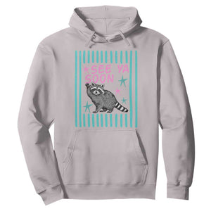 Striped Funny See Ya Soon Racoon Hoodie Last Day Of School Teacher TS14 Ice Gray Print Your Wear