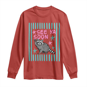 Striped Funny See Ya Soon Racoon Long Sleeve Shirt Last Day Of School Teacher TS14 Red Print Your Wear