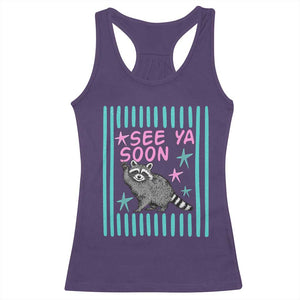 Striped Funny See Ya Soon Racoon Racerback Tank Top Last Day Of School Teacher TS14 Purple Print Your Wear