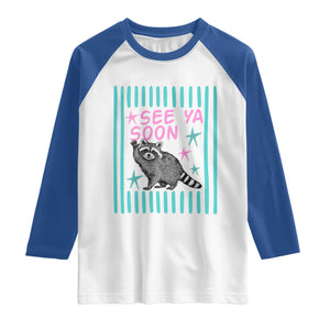 Striped Funny See Ya Soon Racoon Raglan Shirt Last Day Of School Teacher TS14 White Royal Print Your Wear