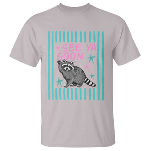 Striped Funny See Ya Soon Racoon T Shirt Last Day Of School Teacher TS14 Ice Gray Print Your Wear