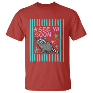 Striped Funny See Ya Soon Racoon T Shirt Last Day Of School Teacher TS14 Red Print Your Wear
