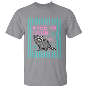 Striped Funny See Ya Soon Racoon T Shirt Last Day Of School Teacher TS14 Sport Gray Print Your Wear