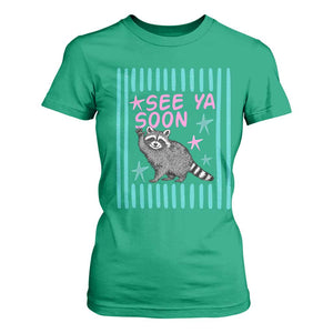 Striped Funny See Ya Soon Racoon T Shirt For Women Last Day Of School Teacher TS14 Irish Green Print Your Wear