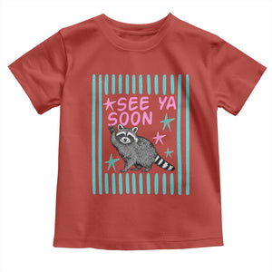 Striped Funny See Ya Soon Racoon Toddler T Shirt Last Day Of School Teacher TS14 Red Print Your Wear