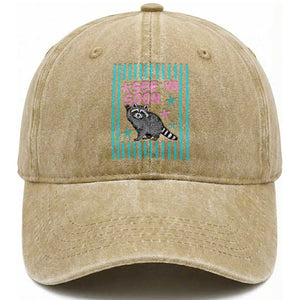 Striped Funny See Ya Soon Racoon Washed Cotton Baseball Cap Last Day Of School Teacher TS14 Print Your Wear