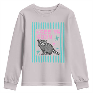 Striped Funny See Ya Soon Racoon Youth Sweatshirt Last Day Of School Teacher TS14 Ice Gray Print Your Wear