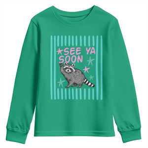 Striped Funny See Ya Soon Racoon Youth Sweatshirt Last Day Of School Teacher TS14 Irish Green Print Your Wear