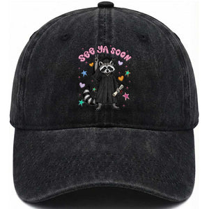 See Ya Soon Raccoon Washed Cotton Baseball Cap Funny Raccoon Graduation 2026 TS14 Print Your Wear