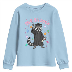 See Ya Soon Raccoon Youth Sweatshirt Funny Raccoon Graduation 2026 TS14 Light Blue Print Your Wear