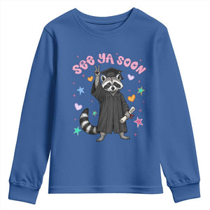 See Ya Soon Raccoon Youth Sweatshirt Funny Raccoon Graduation 2026 TS14 Royal Blue Print Your Wear