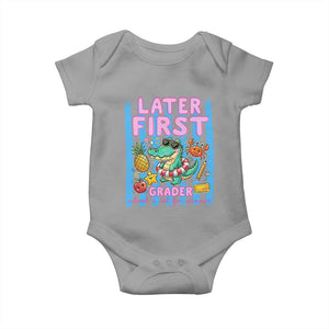 Later First Grader School's Out For Summer Baby Onesie Last Day Of School Later Gator Alligator TS14 Sport Gray Print Your Wear