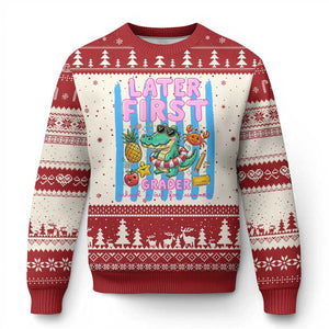 Later First Grader School's Out For Summer Ugly Christmas Sweater Last Day Of School Later Gator Alligator TS14 Beige Red Print Your Wear