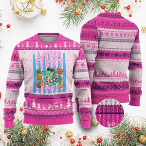 Later First Grader School's Out For Summer Ugly Christmas Sweater Last Day Of School Later Gator Alligator TS14 Hot Pink Print Your Wear