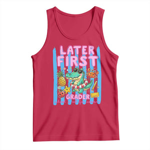 Later First Grader School's Out For Summer Tank Top Last Day Of School Later Gator Alligator TS14 Red Print Your Wear
