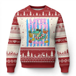 Later Fifth Grader School's Out For Summer Ugly Christmas Sweater Last Day Of School Later Gator Alligator TS14 Beige Red Print Your Wear
